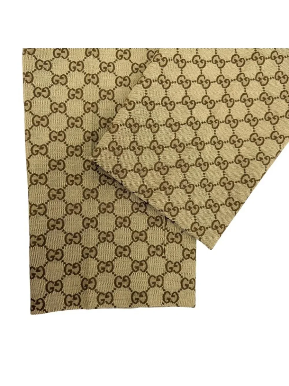 Gucci Cotton Logo Buttoned GG Allover Pattern Leather Easy Pants Jogger Brown 44